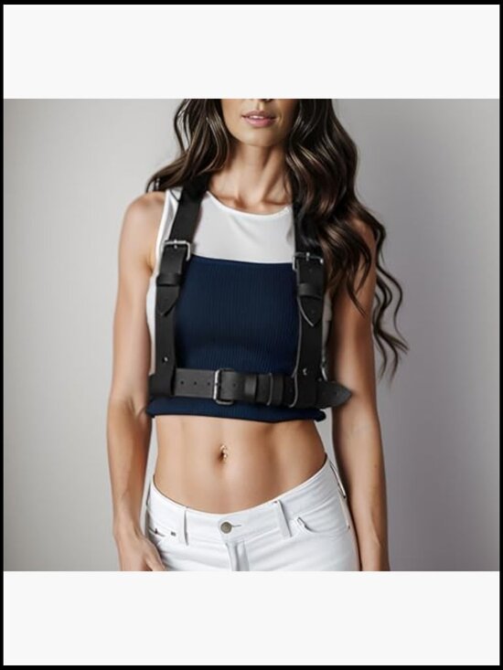 Women\'s Adjustable Pu Leather Harness Top Punk Corset Belt Body Chain Party